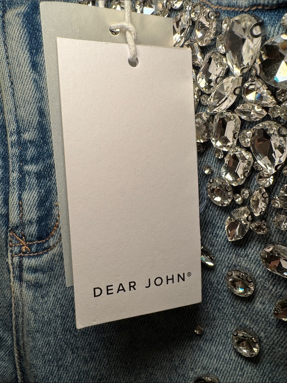 Dear John Light Blue Wide-Leg Jeans with Crystal Embellishments - Picture 3 of 4